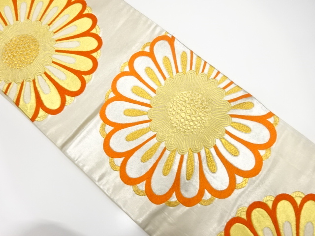 JAPANESE KIMONO / ANTIQUE FUKURO OBI / SILK / WOVEN FLOWER